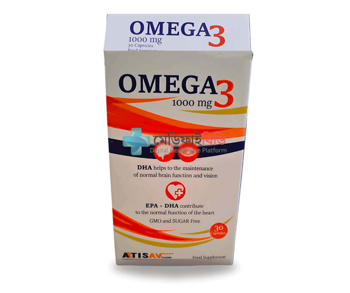 Omega 3 1000mg EPA+DHA GMO And Sugar Free 30 Capsules 1000mg