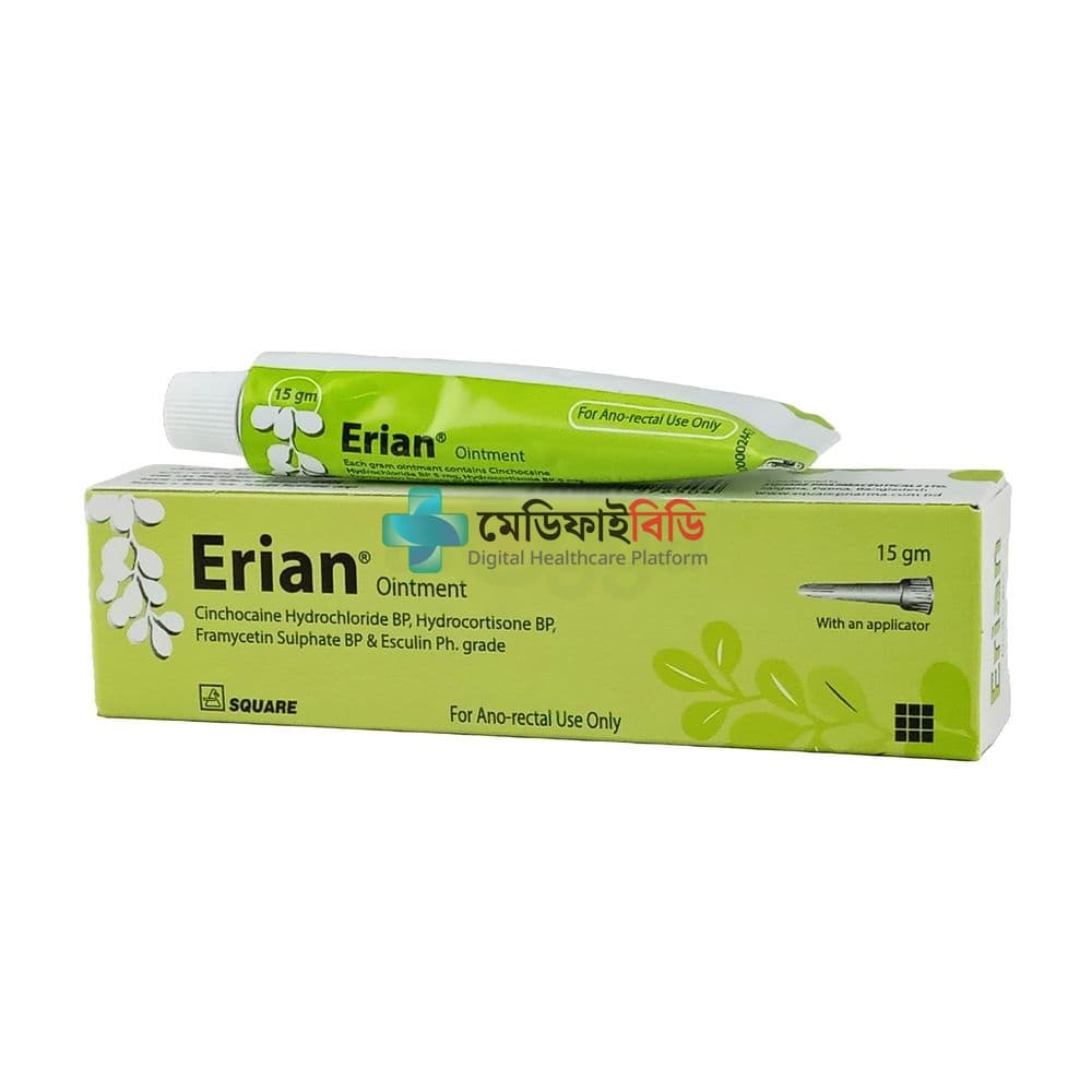 Erian Ointment 5mg+5mg+10mg+10mg — Cinchocaine HCI + Hydrocortisone + Framycetin Sulphate + Esculin (Rectal prep)