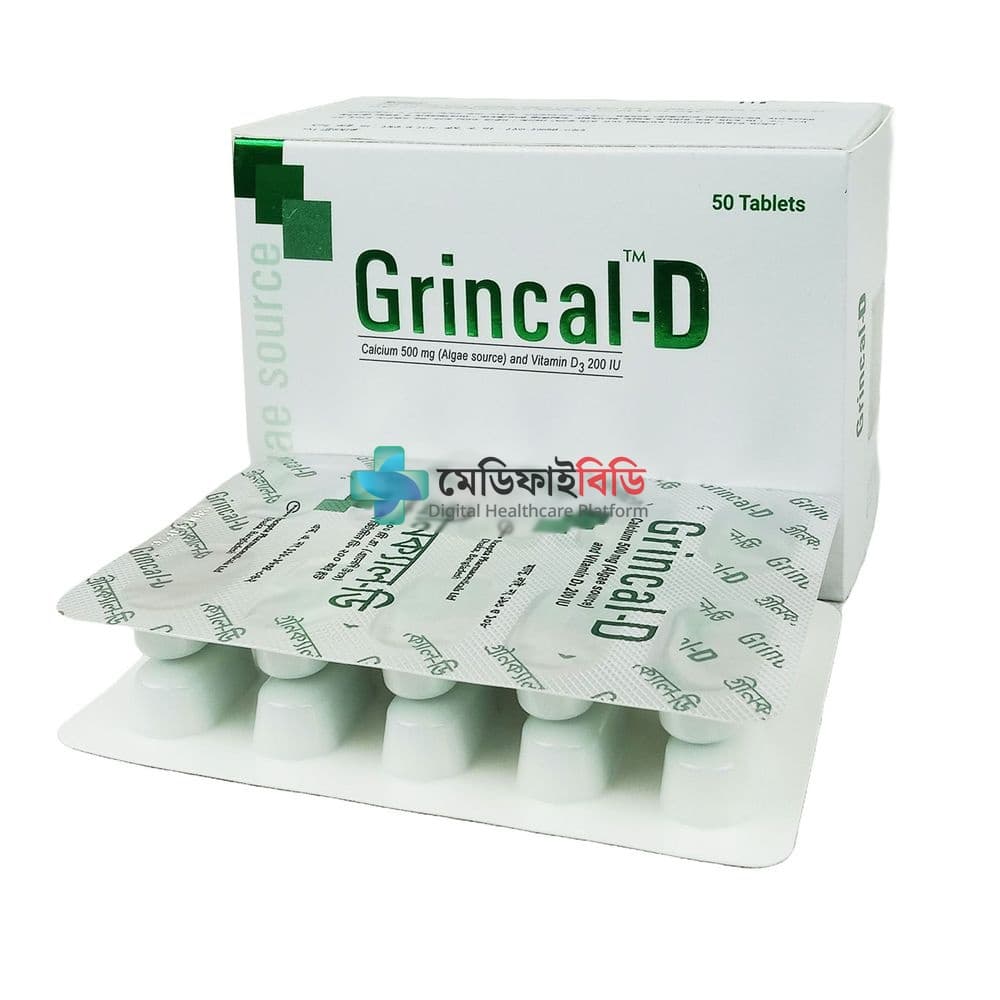 Grincal D 500mg+200IU — Calcium + Vitamin D3