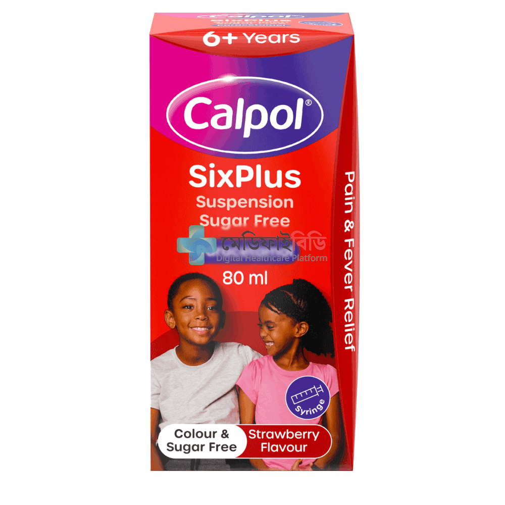 Calpol SixPlus Suspension Sugar Free Strawberry Flavour 6+ Years, 80ml 120mg